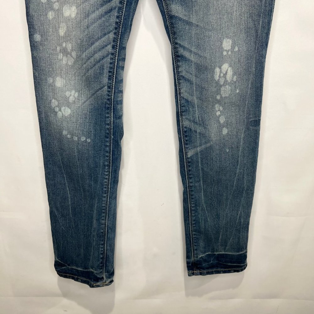 Express Stella Woman’s Jeans sz 2 Skinny Low Regular Medium Wash Distressed Fade - Picture 4 of 9